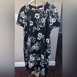 Calvin Klein Navy and White Floral Dress SIZE 14